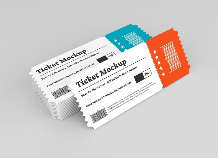 Ticket mockup design isolated
