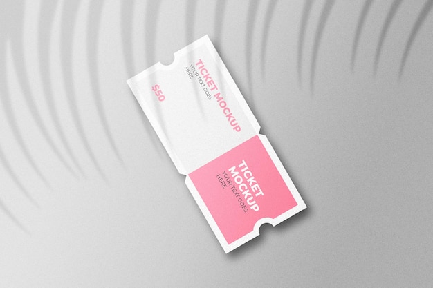 PSD ticket mockup with shadow