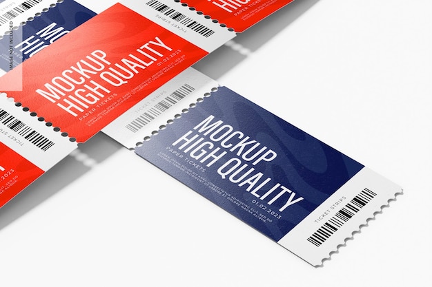 PSD ticket strips mockup, left view