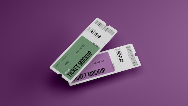 Tickets with editable  color mockup 