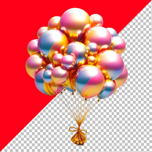 PSD tie of balloons isolated on transparent background