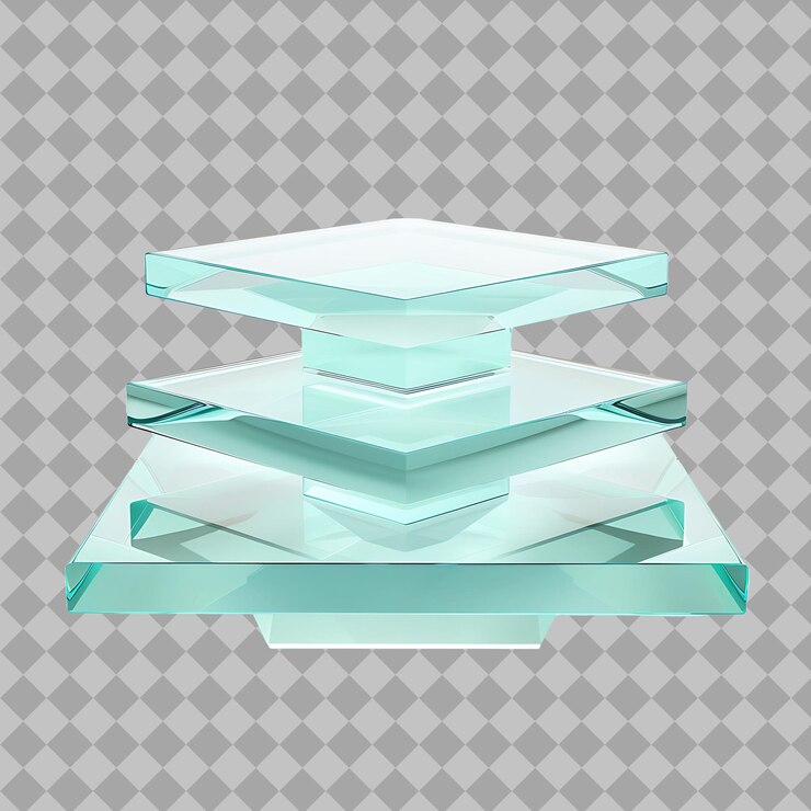 PSD tiered diamond shaped acrylic product stand with a transparent and png object on clean background