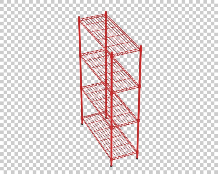 PSD tiered industrial shelves on transparent background 3d rendering illustration