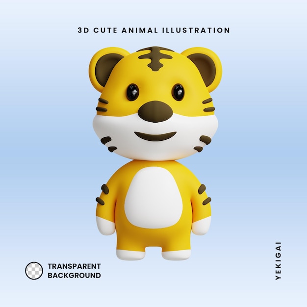 PSD tiger 3d cute animals illustrations