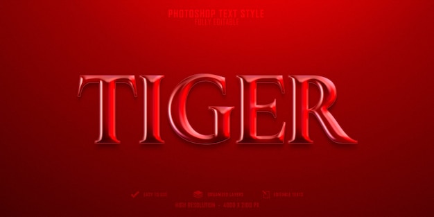 Modello di effetto stile testo 3d tiger psd premium