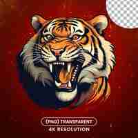 PSD tiger angry face illustration on transparent background