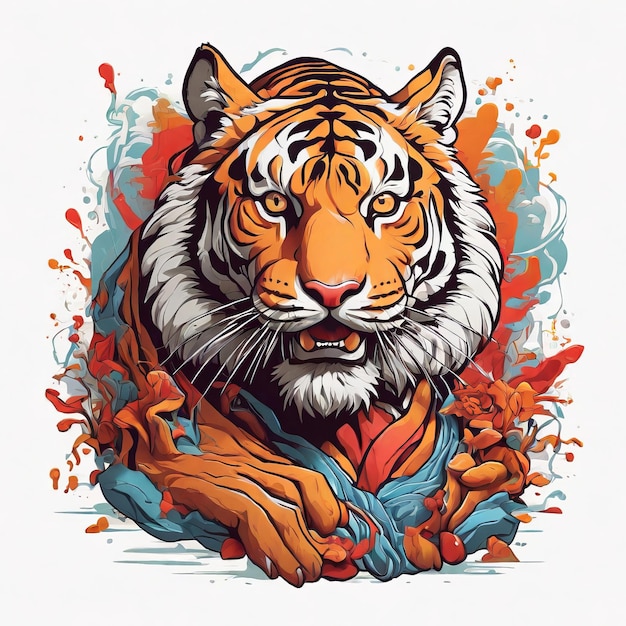 PSD tiger animal illustration for creative printing