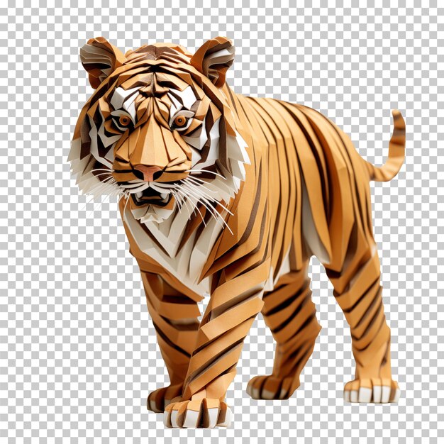 PSD tiger face origami isolated on transparent