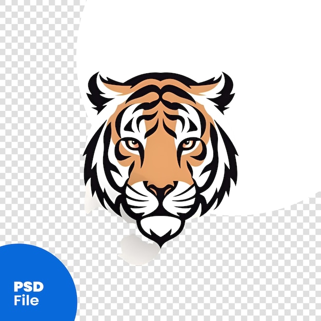 PSD tiger head vector logo sjabloon geïsoleerd op witte achtergrond psd sjabloon