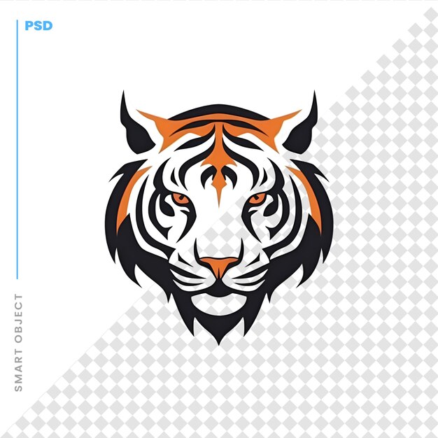 PSD タイガー ヘッド ベクトルのロゴのテンプレート 野生の猫の頭のクリエイティブ イラスト