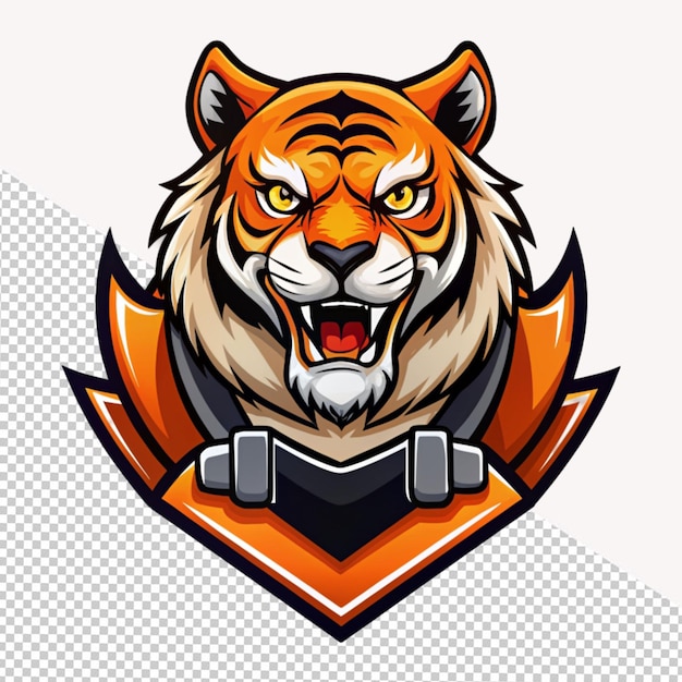 PSD tiger moscot logo on transparent background