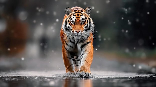 PSD Тигр на охоте королевский бенгальский тигр преследует свою добычу всемирный день дикой природы спасти тигра