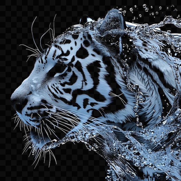 PSD a tiger in the water with bubbles in the background