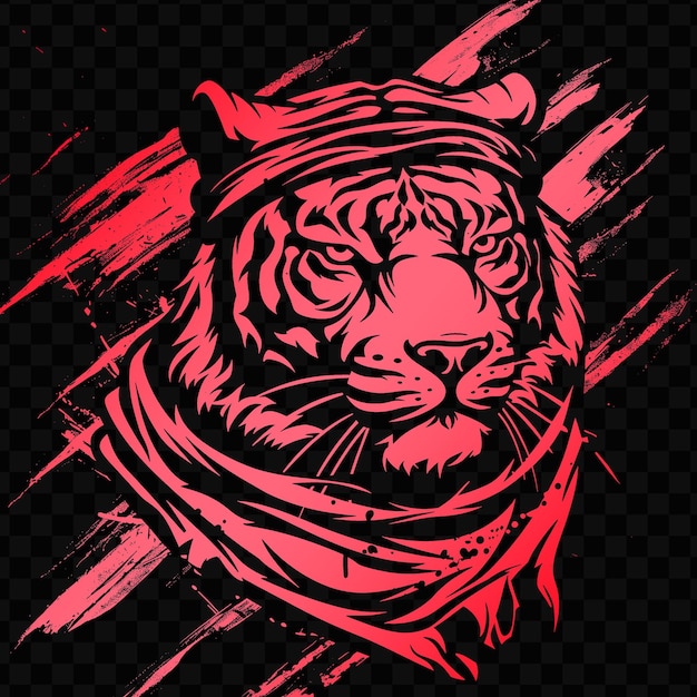 A tiger with a red background and a black background with a red spot on it