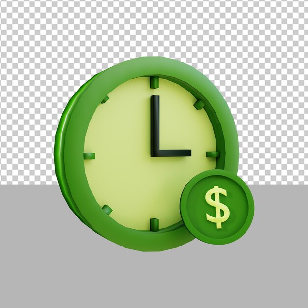 Tijd is geld klokpictogram 3D Render afbeelding