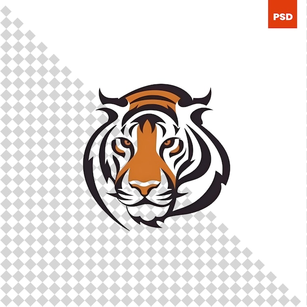 PSD tijger hoofd logo vector ontwerpsjabloon creatief illustratie concept pictogram