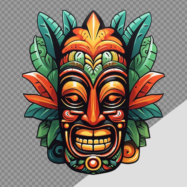 PSD tiki maskers hawaiian tribal totem png geïsoleerd op transparante achtergrond