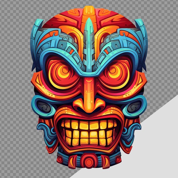 Tiki masks hawaiian tribal totem png isolated on transparent background