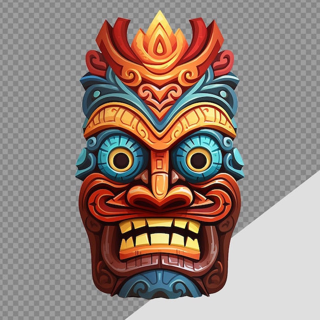 PSD tiki masks hawaiian tribal totem png isolated on transparent background