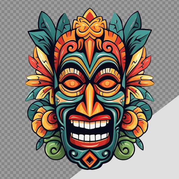Tiki masks hawaiian tribal totem png isolated on transparent background