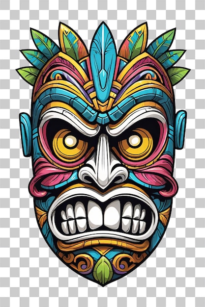 PSD tiki tribale masker met etnische ornamenten ontwerp op transparante achtergrond