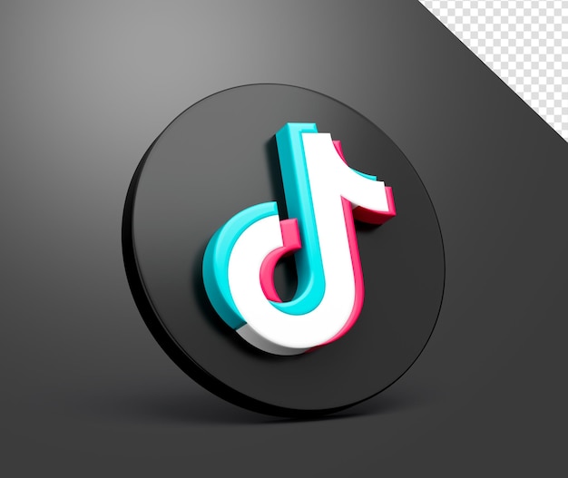 黒の背景にソーシャル メディアの Tiktok 3 d ロゴ アイコン