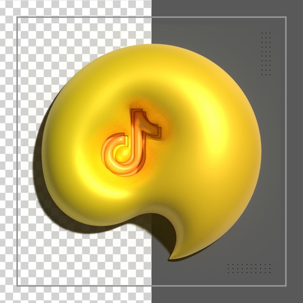 PSD tiktok 3d rendering social media colorful glossy icon  for psd composition