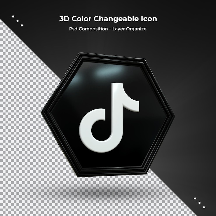 PSD tiktok 3 d ソーシャル メディア アイコン カラフルな光沢のある 3 d アイコン コンセプト 3 d レンダリング