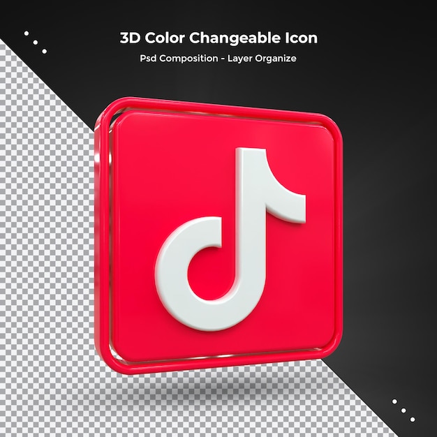 Tiktok 3d Social Media-pictogram Kleurrijke glanzende 3d pictogramconcept 3D-rendering