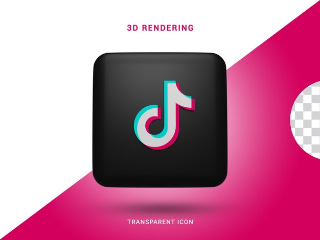 PSD 구성을 위한 tiktok 3d 소셜 미디어 렌더링 아이콘