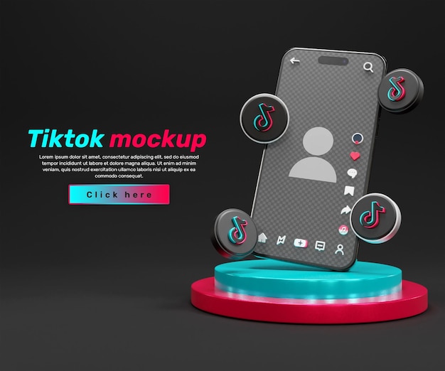 Mockup dell'interfaccia dell'app tiktok o design del banner di marketing tiktok