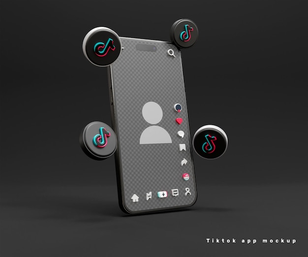tiktok アプリケーションのモックアップまたは tiktok プロファイルのモックアップ