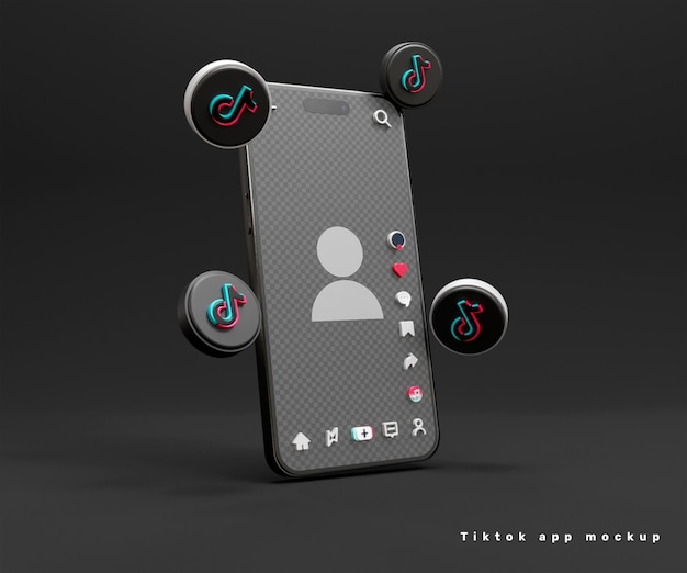 Tiktok application mockup or tiktok profile mockup