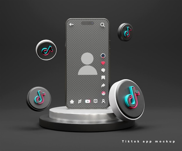 PSD tiktok application mockup or tiktok profile mockup