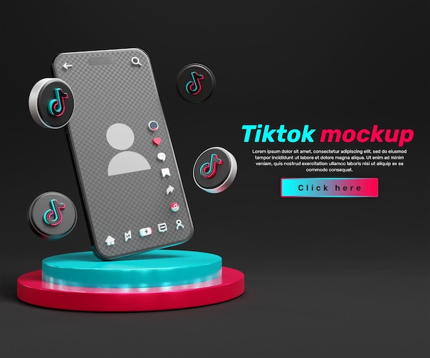 PSD mockup dell'applicazione tiktok o mockup del profilo tiktok