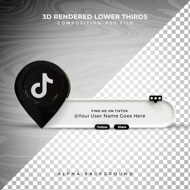 Tiktok connect us в социальных сетях нижняя треть значка рендеринга 3d-дизайна