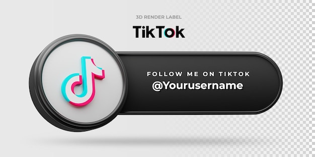 PSD tiktok follow me banner 3d render label isolated on white background