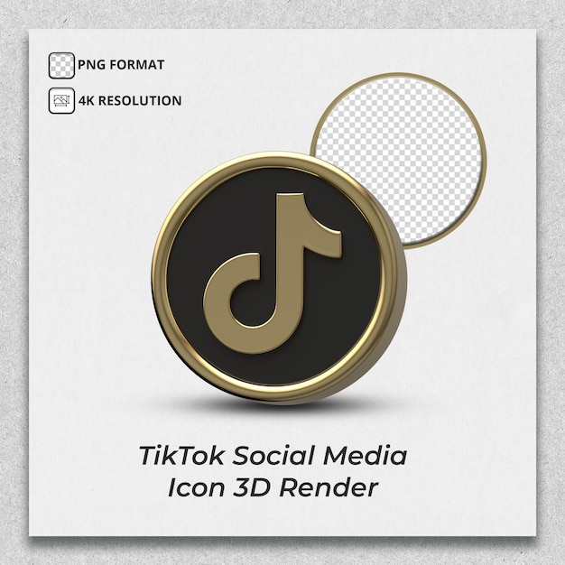 Tiktok gold icon 3d render