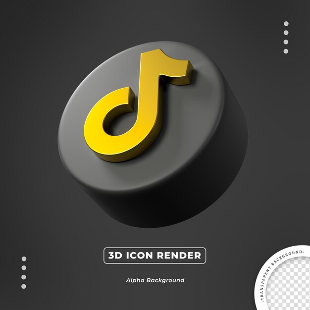 Tiktok goud 3d zijpictogram geïsoleerd renderen