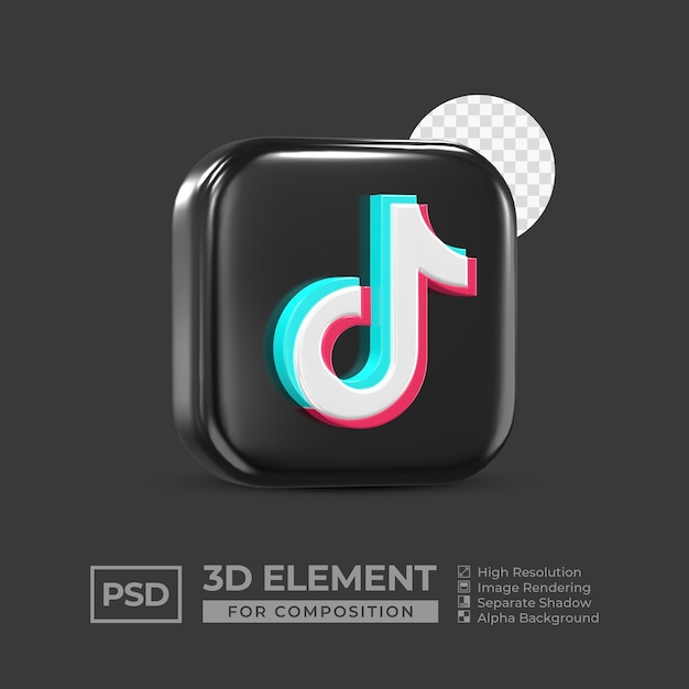 구성 프리미엄 psd에 대한 Tiktok 아이콘 3d 렌더링 요소