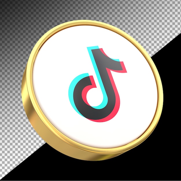 골드 스타일 Tiktok 아이콘 소셜 미디어 3d