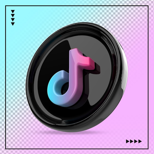 Значок социальных сетей tiktok черный 3d