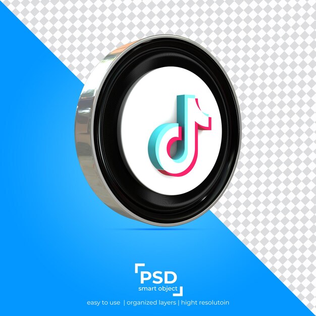 TikTok Left view application transparency background and metal outline