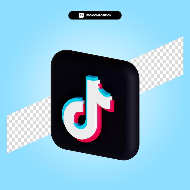 Tiktok logo application 3d render illustration isolated