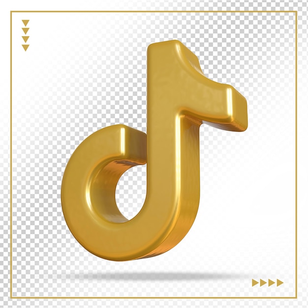 Tiktok logo gold 3d styles