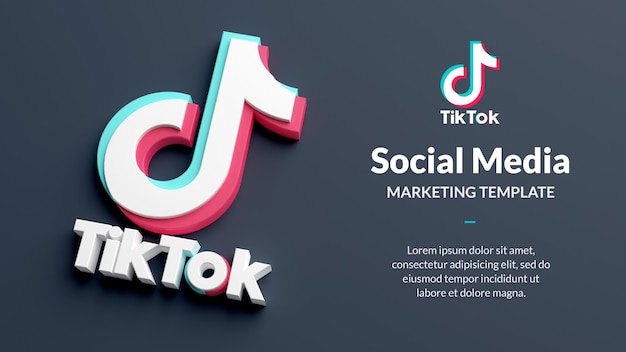 Tiktok 로고는 3d 렌더링에서 소셜 미디어 마케팅을 격리합니다.