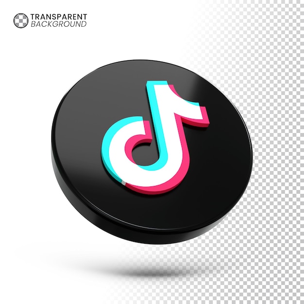 PSD logo tiktok in cerchio 3d realistico