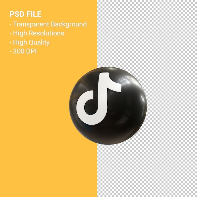 Tiktok Logo Renderowania 3d Ikona Na Białym Tle