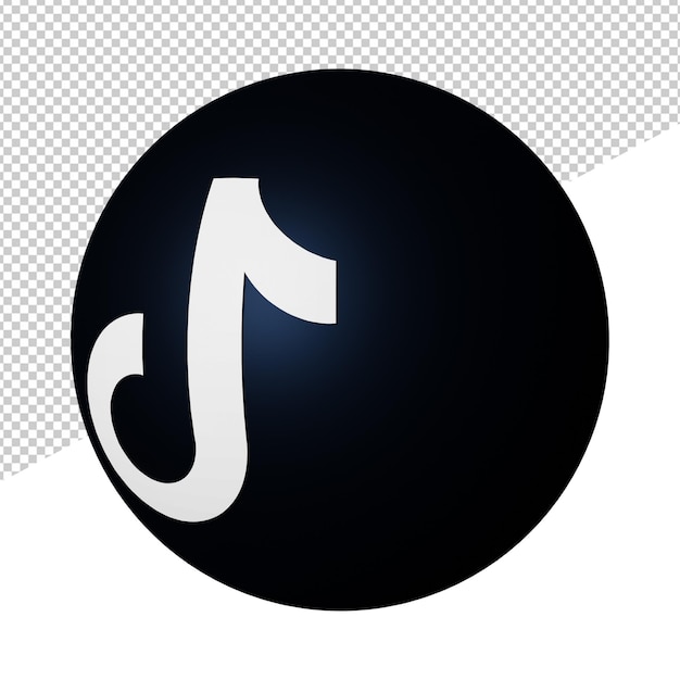 Tiktok Logo Widok Z Boku Renderowania 3d Ikona Ilustracja Kula Metalowe Przezroczyste Tło