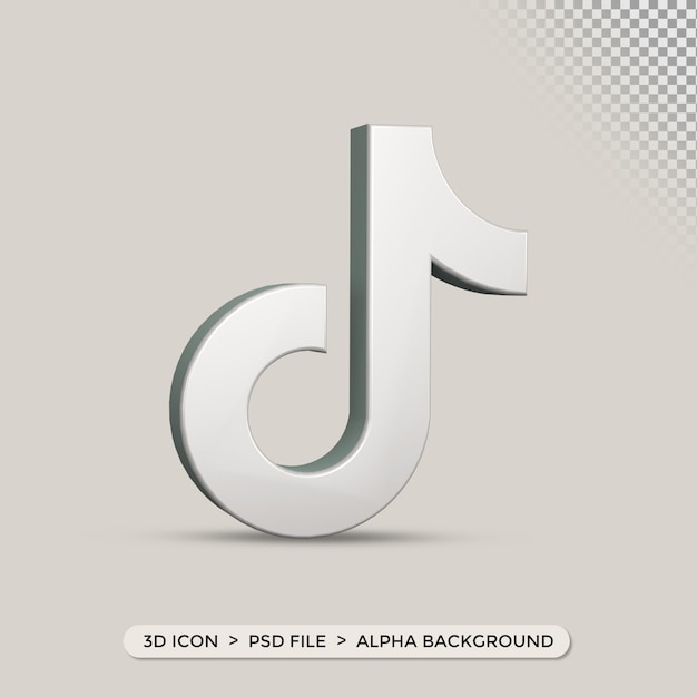 PSD tiktok metal color icon in 3d rendering